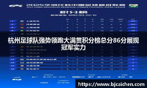 杭州足球队强势领跑大满贯积分榜总分86分展现冠军实力